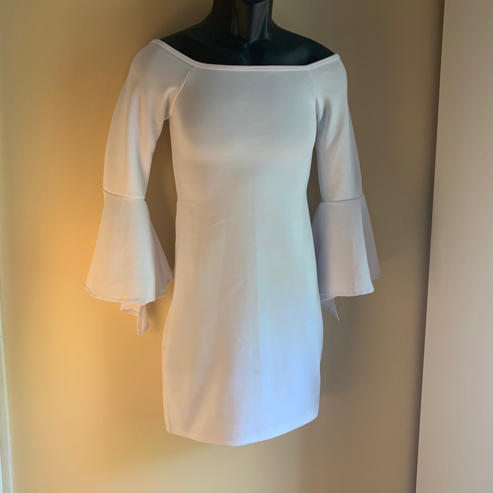 Womens Anthropologie White Bell Sleeve Dress